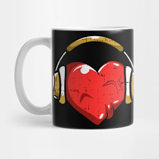 Heart Headphone Valentines Day Cool Love Music Lover Mug